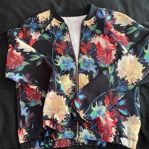 Black Floral Bomber Jacket